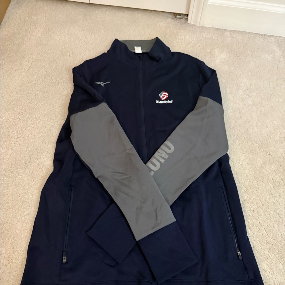 Mizuno USA Volleyball Women’s Dark Blue and Gray Lightweight Jacket